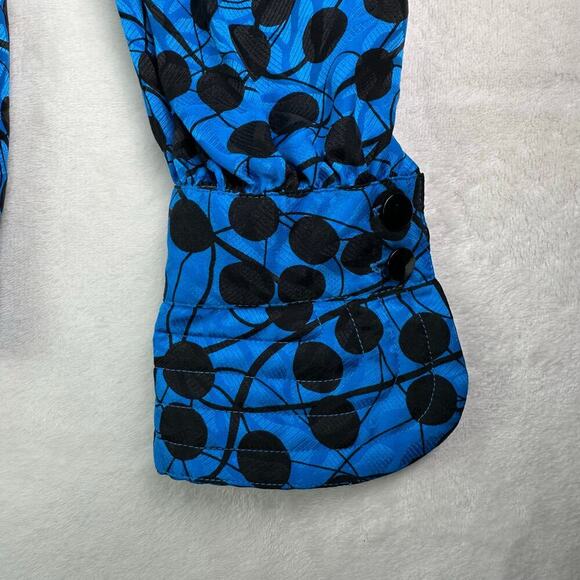 Adrianna Papell Vintage 100% Silk Blue Black Polka Dot Long Sleeve Blouse Size 8 - Picture 15 of 16